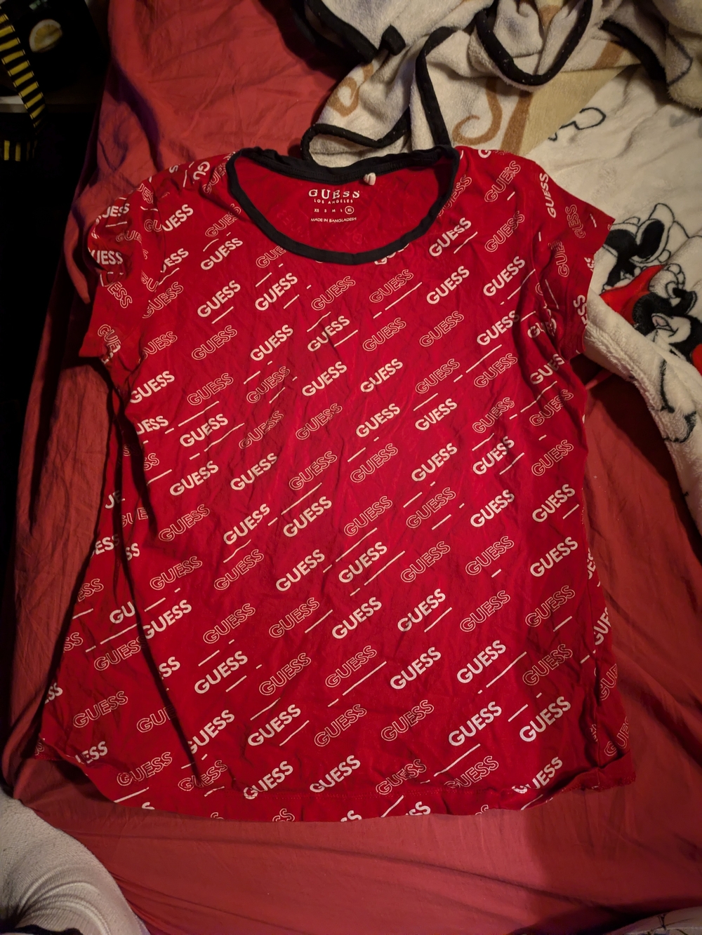 GUESS Red Logo Allover Short Sleeve Tee